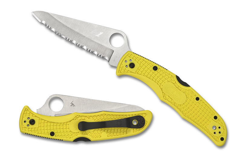 Spyderco C91SYL2 Pacific Salt 2 FRN Yellow SpyderEdge Serrated Blade H1 Knife