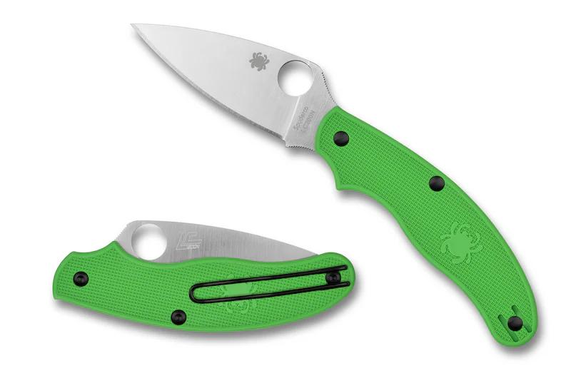 Spyderco C94PGR UK Penknife Salt PlainEdge Blade with Green FRN Scales (2.9" Satin)