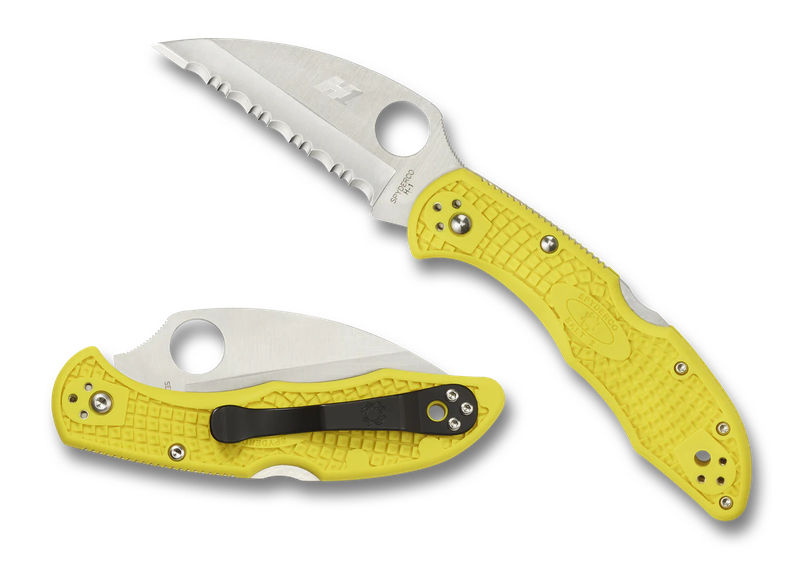 Spyderco Salt 2 Wharncliffe Knife Yellow FRN (2.89" Satin Serr) C88SWCYL2