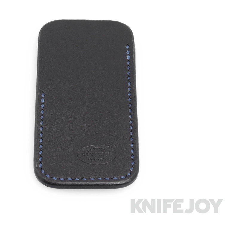 Robertson Leather Works Leather Slip Size Medium Black Leather with Blue Stitching