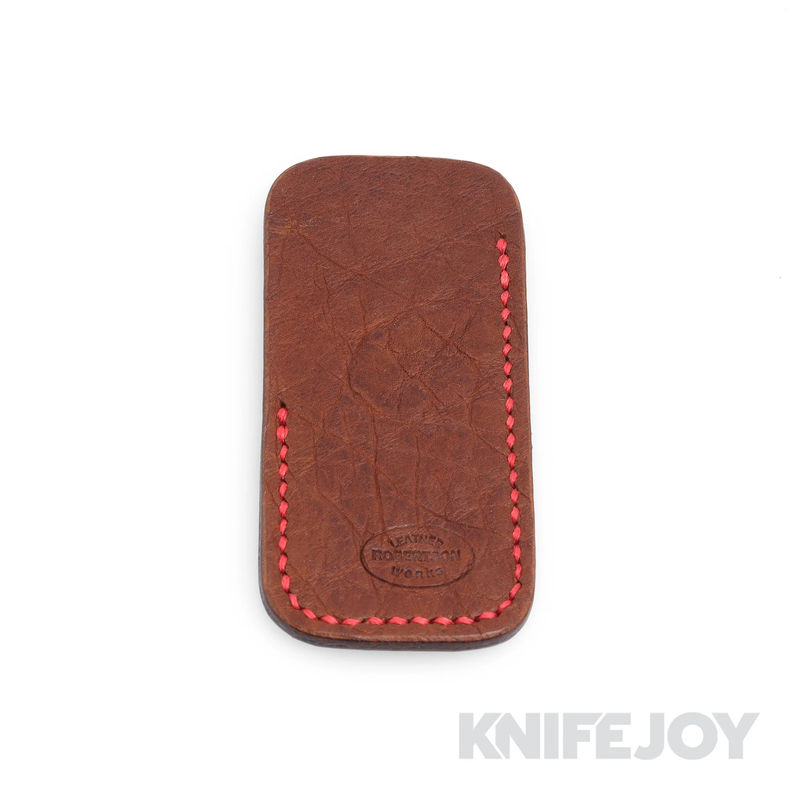 Robertson Leather Works Leather Slip Size Small Bison Brown Leather with Red Stitching