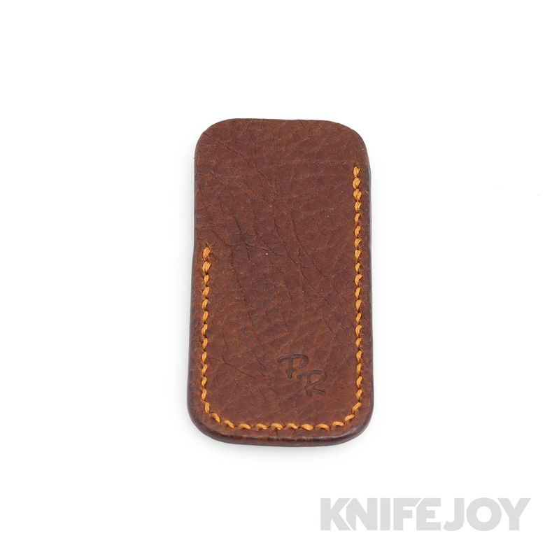 Robertson Leather Works Leather Slip Size Small Bison Brown Leather with Orange Stitching