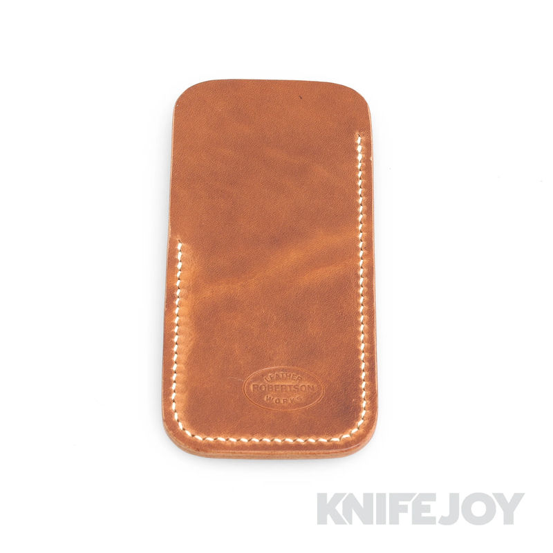 Robertson Leather Works Leather Slip Size Medium Brown Leather with Cream Stitching