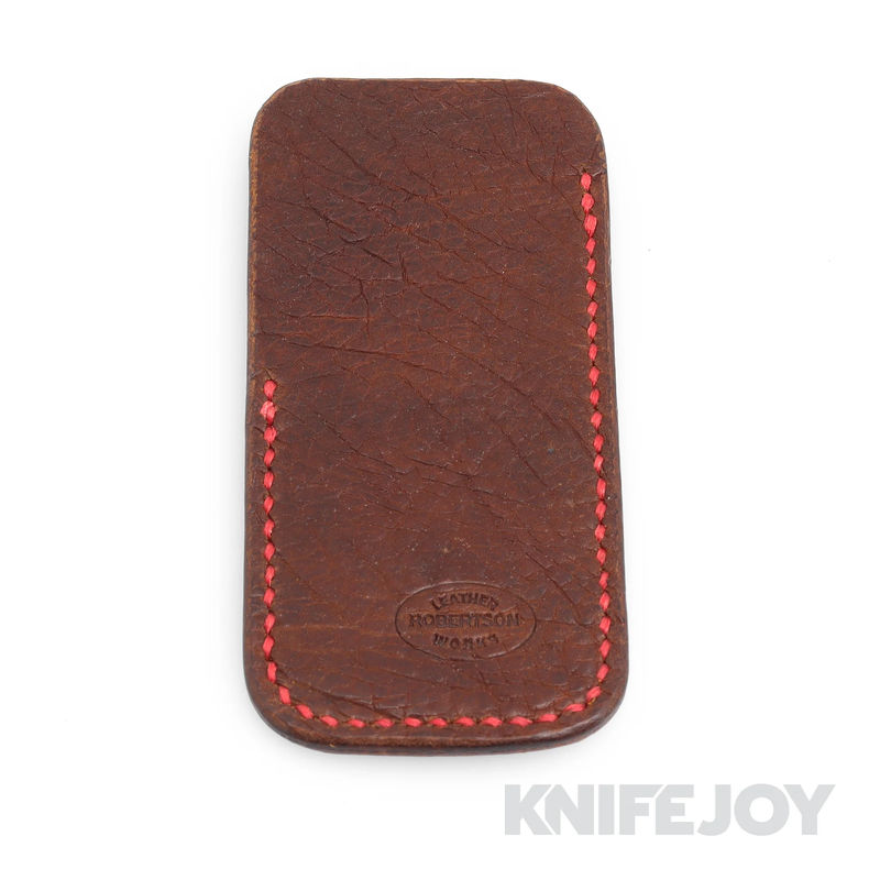 Robertson Leather Works Leather Slip Size Medium Bison Brown Leather with Red Stitching