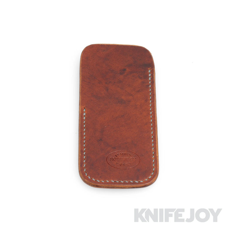 Robertson Leather Works Leather Slip Size Small Dark Brown Leather with Lime Green Stitching