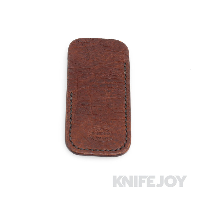 Robertson Leather Works Leather Slip Size Small Bison Brown Leather with Black Stitching