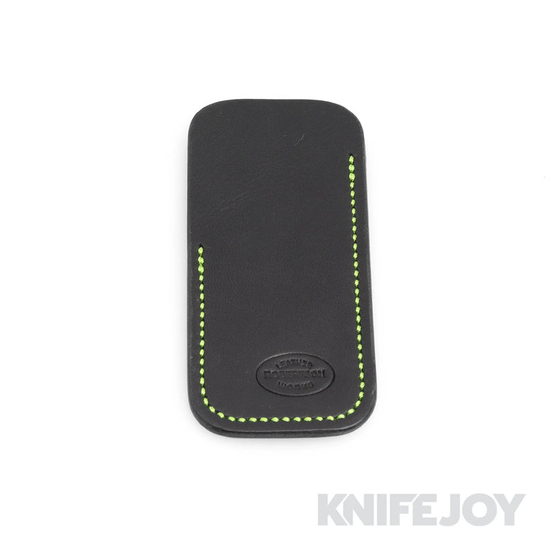 Robertson Leather Works Leather Slip Size Small Black Leather with Lime Green Stitching