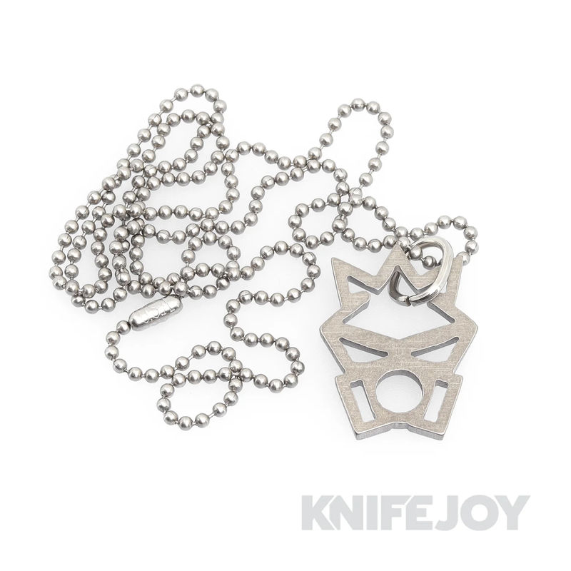 RichMade Knives Small Titanium Skull Logo Dog Tag with Stainless Steel Chain- Silver