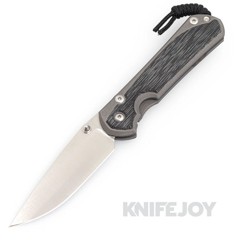 Chris Reeve Knives Large Sebenza 31 Drop Point with Black Canvas Micarta Inlays and Polished Blade