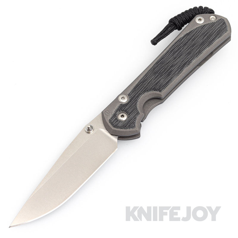 Chris Reeve Knives Large Sebenza 31  Drop Point Double Silver Lug Magnacut Blade with Black Canvas Micarta Inlays Titanium Handles