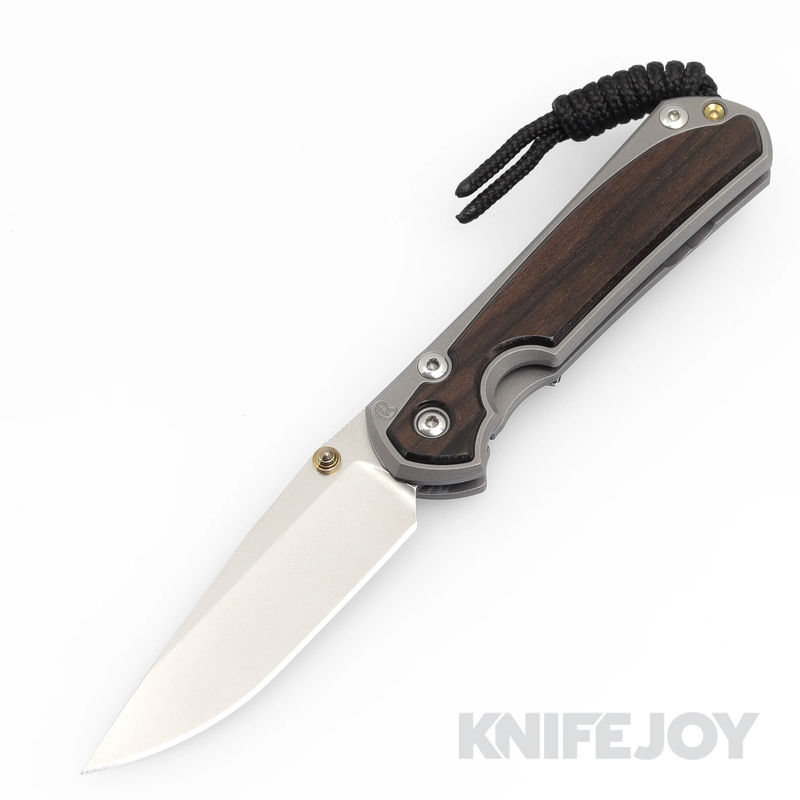 Chris Reeve Knives Small Sebenza 31 Drop Point Macassar Ebony Inlay Knife Double Gold Lugs Matte Finish