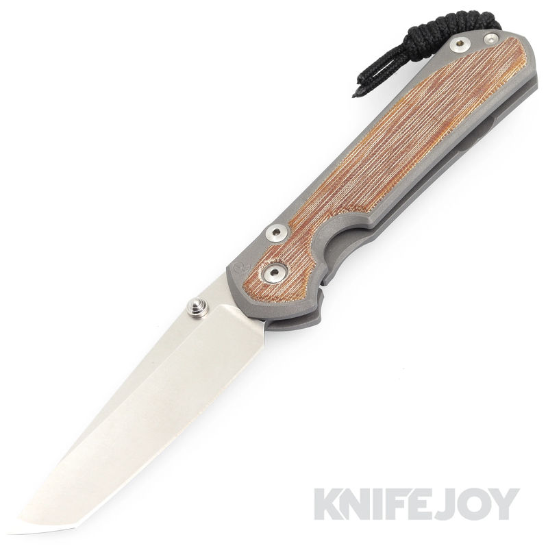 Chris Reeve Knives Large Sebenza 31 Tanto Magnacut Blade with Natural Canvas Micarta Inlay Titanium Handles