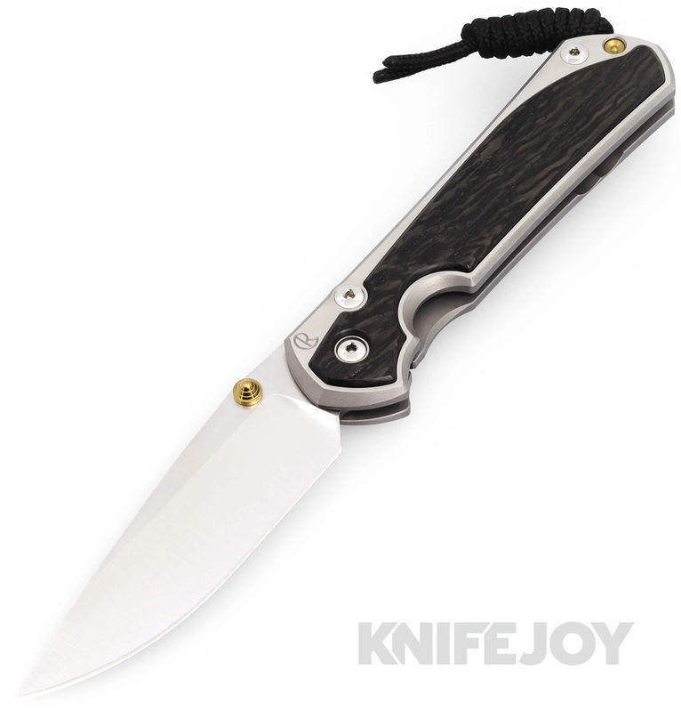 Chris Reeve Knives Large Sebenza 31 Drop Point Magnacut Blade with Bog Oak Inlay/ Polished Titanium Handles