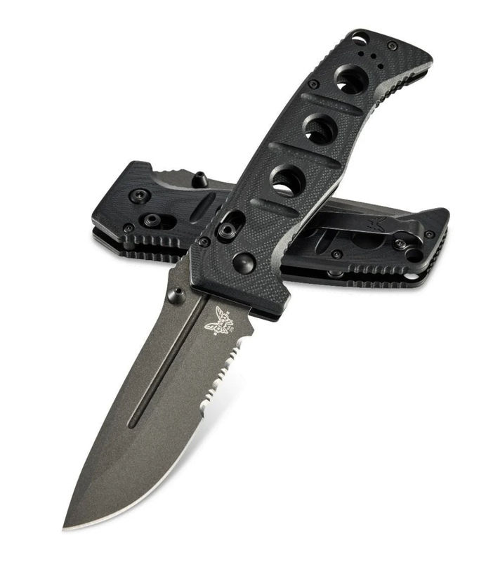 Benchmade 275SGY-1 Adamas AXIS Lock Knife Black G-10 (3.8" Gray SERRATED)