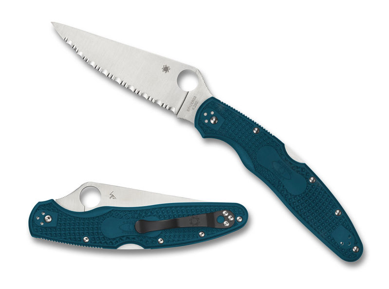 Spyderco C07FS4K390 Police 4 Blue Lightweight K390 Serrated Edge