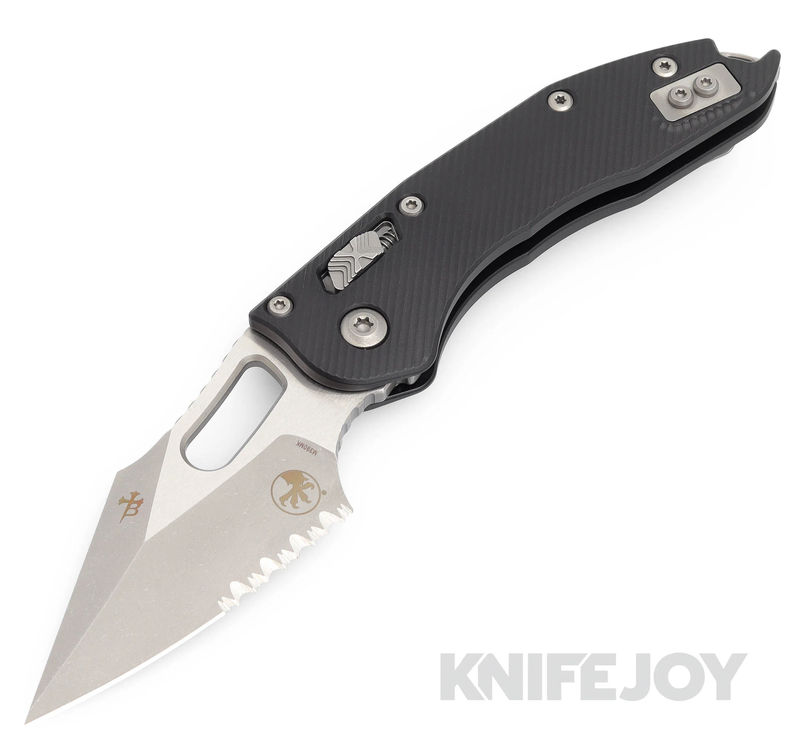 MICROTECH 169RL-11APFL Borka Stitch RAM-LOK Folding Knife Apocalyptic Standard Partially Serrated Blade with Fluted Black Type III Aluminum Handles