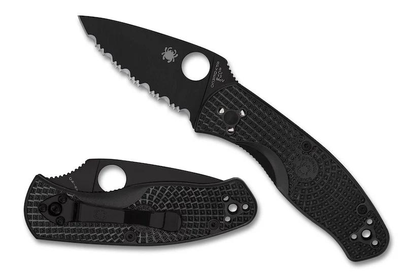 Spyderco C136SBBK Persistence Lightweight Folding Knife Serrated Blade with FRN Handles