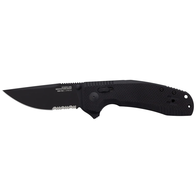 SOG 12-38-03-57 SOG-TAC XR Lock Black Out with Black Handles/ Partially Serrated Black Blade