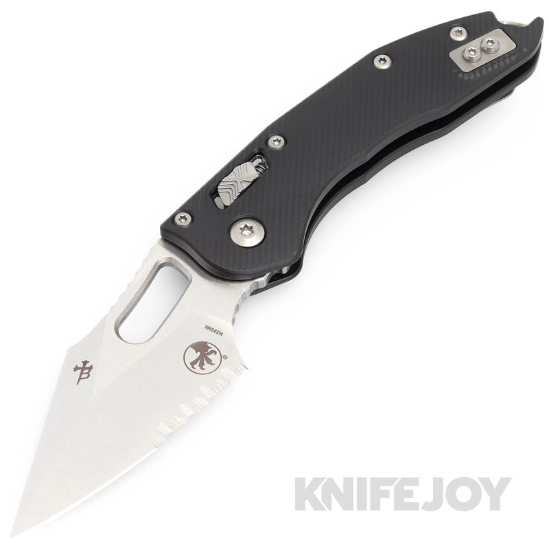 MICROTECH 169RL-11FL Borka Stitch RAM-LOK Folding Knife Apocalyptic Standard Partially Serrated Blade with Fluted Black Type III Aluminum Handles