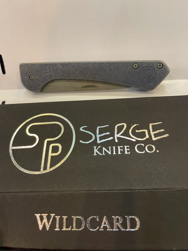 Serge Knives Production Wildcard Bohler M390 Blade with Blue Titanium Handles