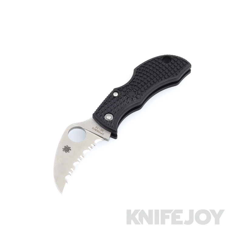 Spyderco MBKHBS Manbug Hawkbill Satin VG-10 SpyderEdge Blade with Black Lightweight FRN Handles