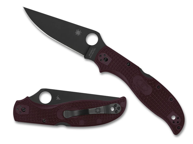 Spyderco C258BGBKP Stretch 2 XL Sprint Run Lock Back Knife CTS-PD1 Black PlainEdge Blade with Burgundy FRN Handles