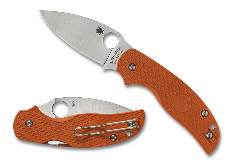 Spyderco C123BORP Sage 5 Compression Lock Lightweight REX 121 PlainEdge Blade with Burnt Orange FRN Handles