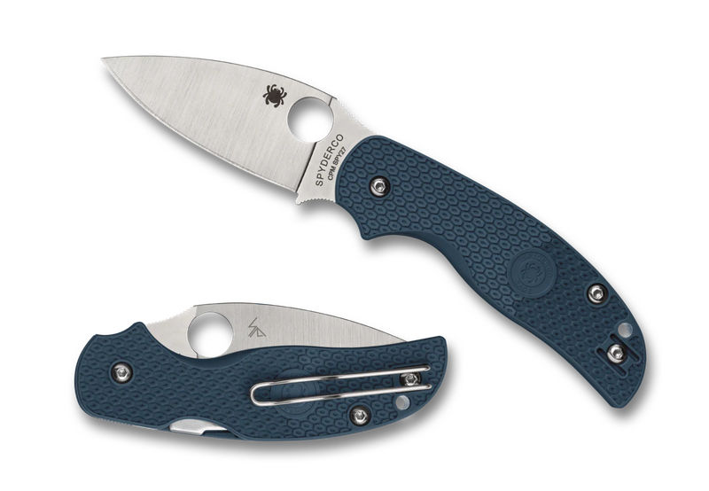 Spyderco C123PCBL Sage 5 Compression Lock Lightweight SPY27 PlainEdge Blade with Cobalt Blue FRN Handles