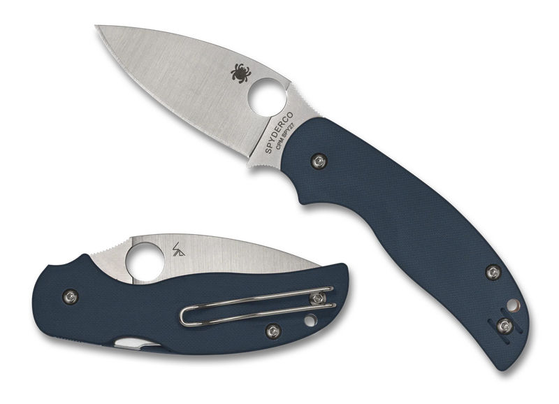 Spyderco C123GPCBL Sage 5 Compression Lock SPY27 PlainEdge Blade with Cobalt Blue G10 Handles