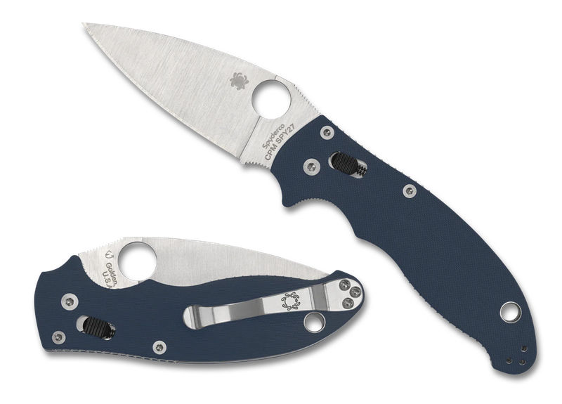 Spyderco C101GPCBL2 Manix 2 Folder SPY27 Plainedge Blade with Cobalt Blue G10 Handles