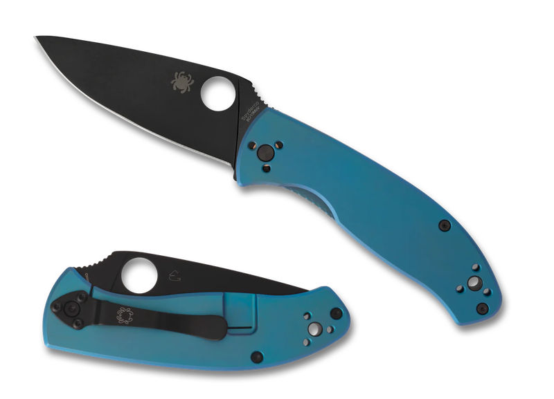 Spyderco C122TIBLBKP Tenacious R.I.L. Plainedge Black Blade with Blue Titanium Handles