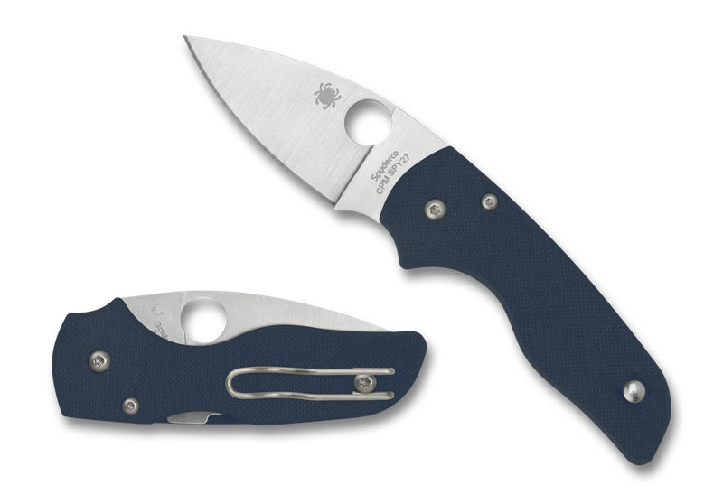 Spyderco C230GPCBL Lil' Native Compression Lock Folding Knife SPY27 PlainEdge Blade with Cobalt Blue G10 Handles