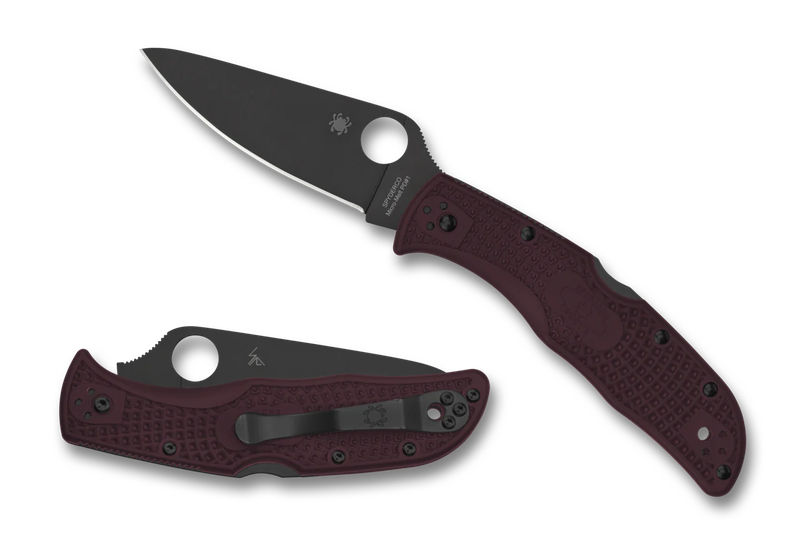 Spyderco C243BGBKP Endela Lightweight Sprint Run Micro Melt PD#1 PlainEdge Black Blade with Burgundy FRN Handles