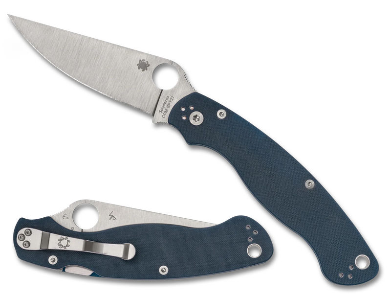 Spyderco C36GPCBL2 MILITARY™ 2 Model CPM SPY27 Plain Edge Blade with Cobalt Blue G10 Handles