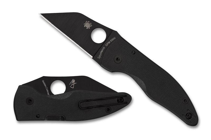 Spyderco C264GPBK MicroJimbo Compression Lock Knife Plain Wharncliffe CPM-S30V Black Blade with Black G-10 Handles