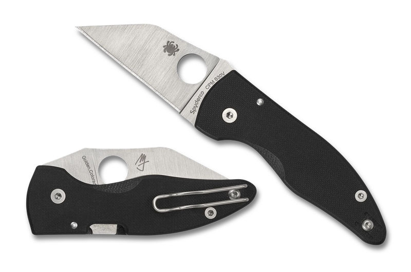 Spyderco C264GP MicroJimbo Compression Lock Knife Plain Wharncliffe CPM-S30V Blade with Black G-10 Handles