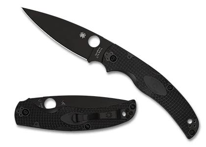 Spyderco C244PBBK Native Chief Black Lightweight Lockback Knife Black Plain Blade with Black FRN Handles