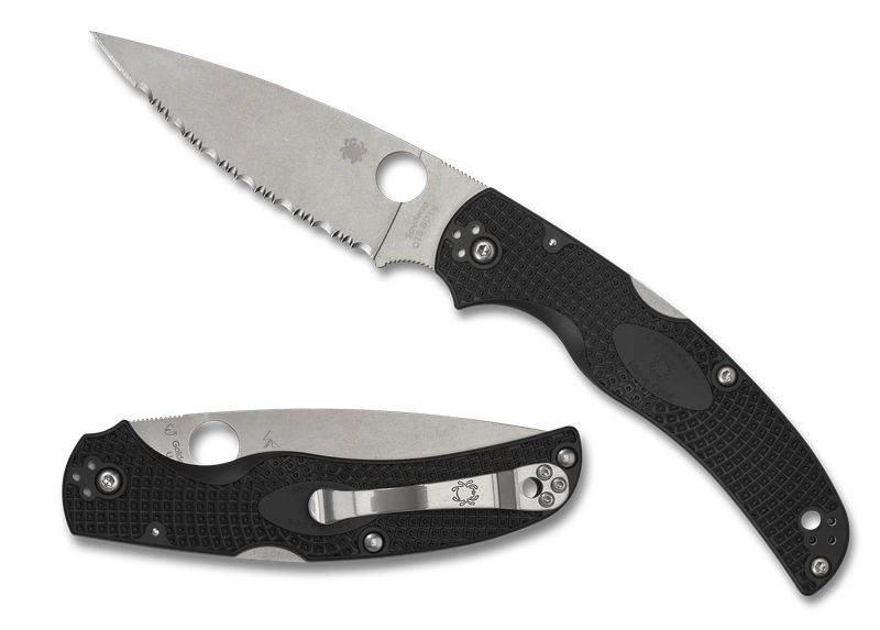 Spyderco C244SBK Native Chief Lightweight Lockback Knife Satin Spyderedge Blade with Black FRN Handles