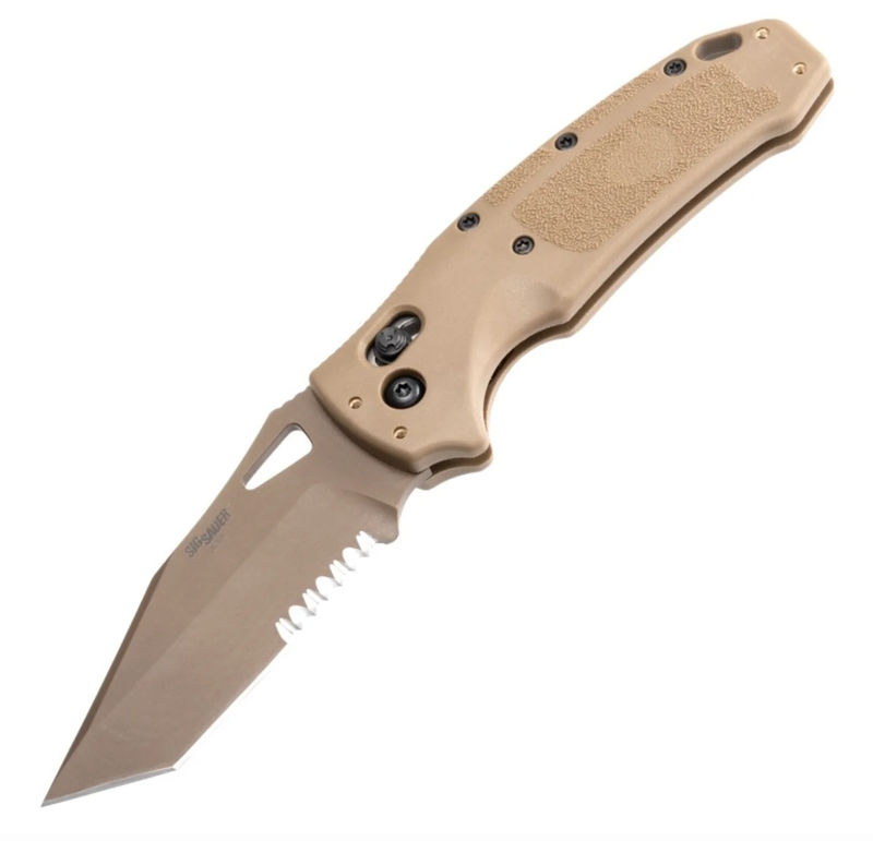 SIG Sauer by Hogue HOGK36363 K320A M17/M18 Automatic Folder 3.5" Tanto Combo Blade Coyote Tan Polymer Handles