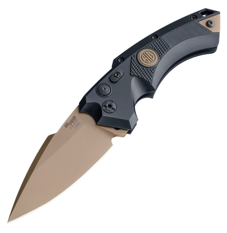 SIG Sauer by Hogue HOGK36530 SIG EX-A05 Emperor Scorpion Auto Spear Point FDE/PVD Finished Blade with Black Aluminum Handles