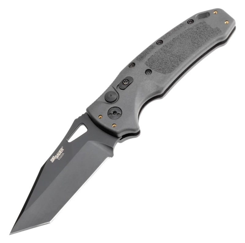 SIG Sauer by Hogue HOGK36322 K320A Tactical Automatic Folder 3.5" Tanto Blade Black Cerakote Finish Grey Polymer Frame