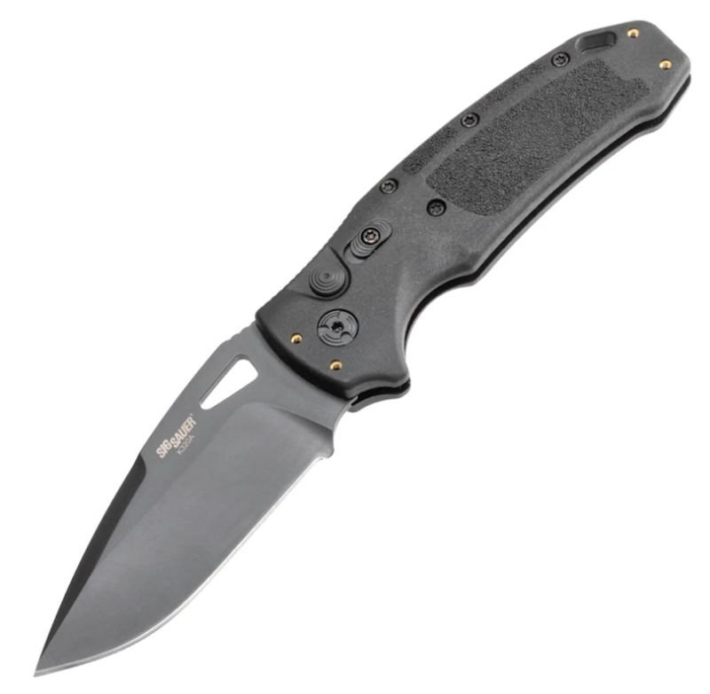 SIG Sauer by Hogue HOGK36330 K320A Nitron Automatic Folder: 3.5" Drop Point Blade Black Cerakote Finish Black Polymer Frame