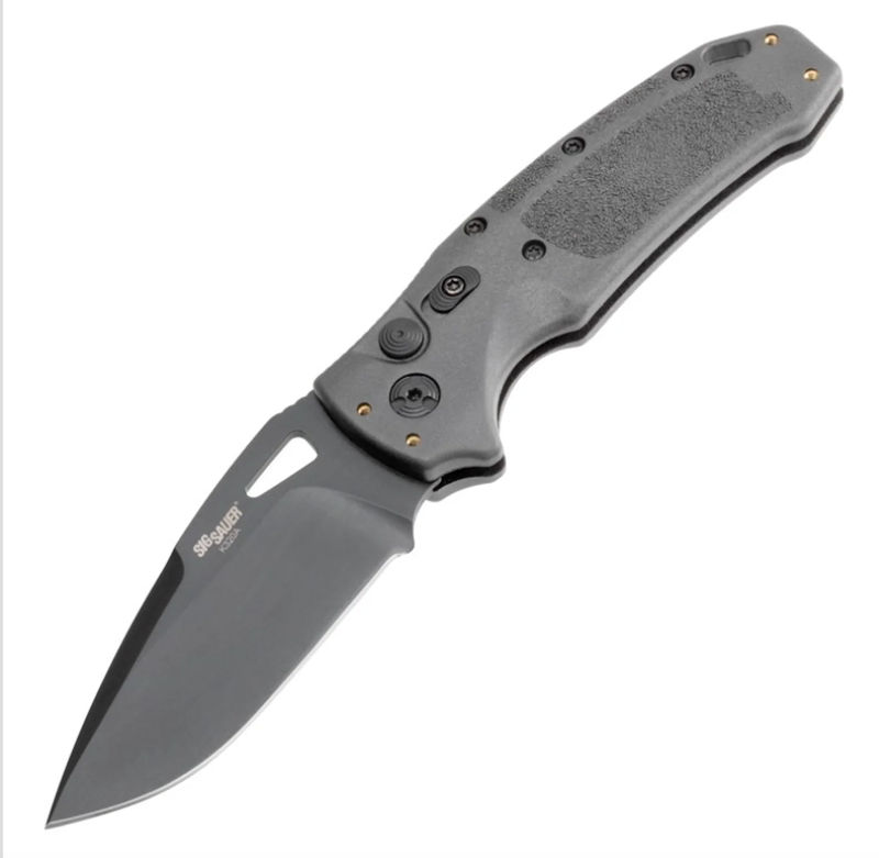 SIG Sauer by Hogue HOGK36332 K320A Tactical Automatic Folder: 3.5" Drop Point Blade Black Cerakote Finish Grey Polymer Frame