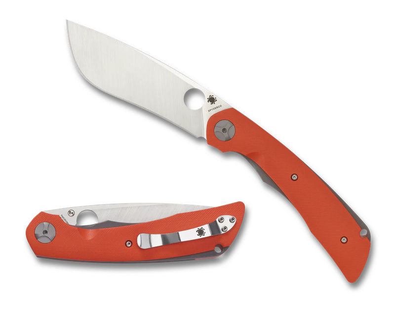 Spyderco Nati Amor Subvert Folding Knife 4.14" S30V Satin Plain Blade, Orange G10 Handles - C239GPOR