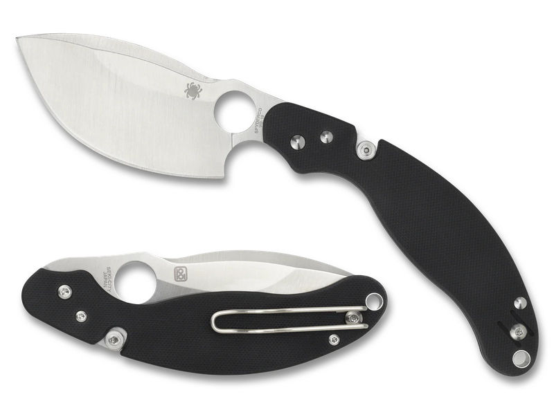 Spyderco Parata Folding Knife 3.46" VG-10 Satin Plain Blade, Black G10 Handles - C231GP