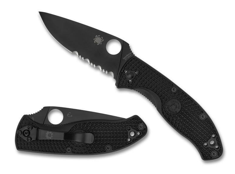 Spyderco C122SBBK Tenacious Lightweight Black Blade Serrated FRN Knife