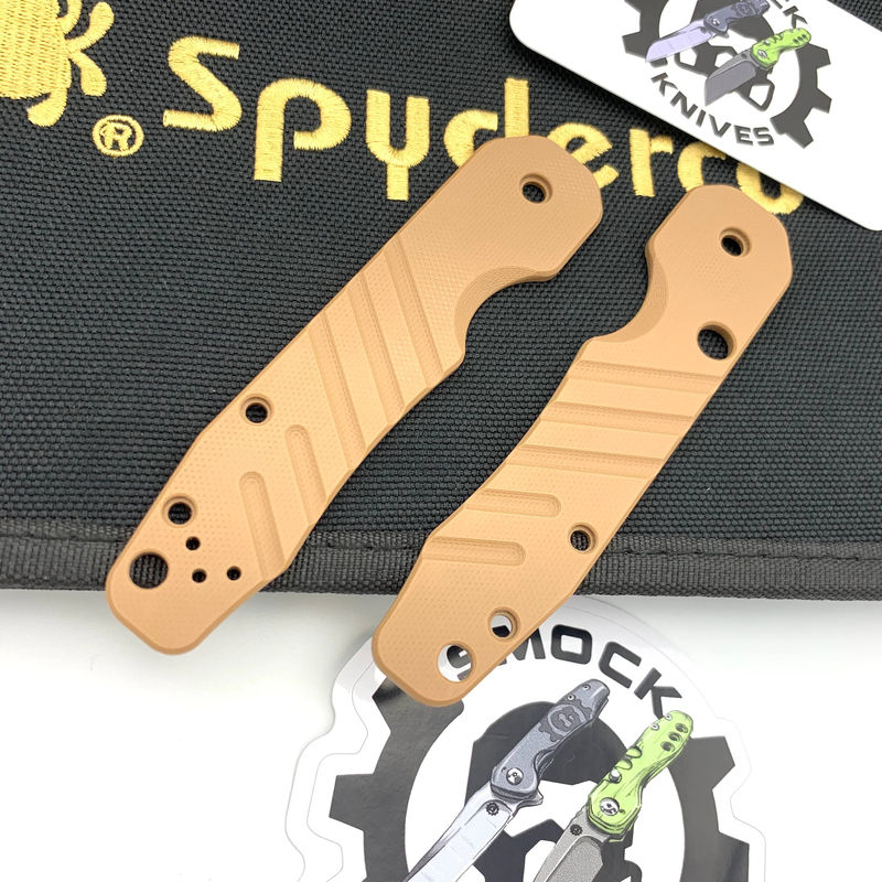Smock Knives Brown G10 Scales with Lines for Spyderco Smock (Knife Not Included)