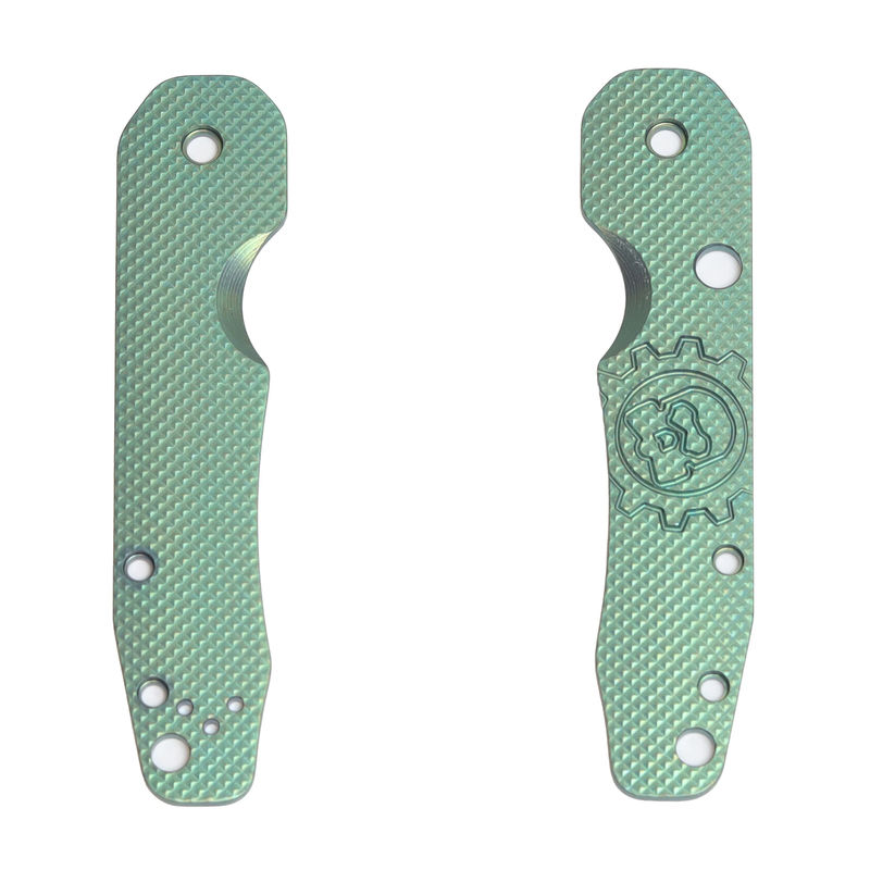 Smock Knives Green Titanium Scales with Snake Pattern/Logo for Spyderco Smock (Knife Not Included)