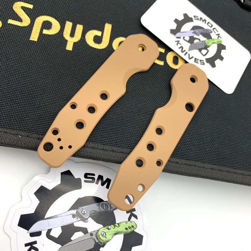 Smock Knives Brown G10 Scales with Holes for Spyderco Smock (Knife Not Included)