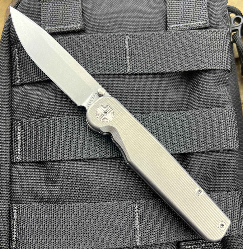 Tactile Knife Co. Rockwall Thumbstud Magnacut Blade with Titanium Handles